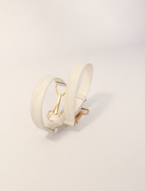 Maje Ceinture En Cuir Et Boucle Mors Ecru
