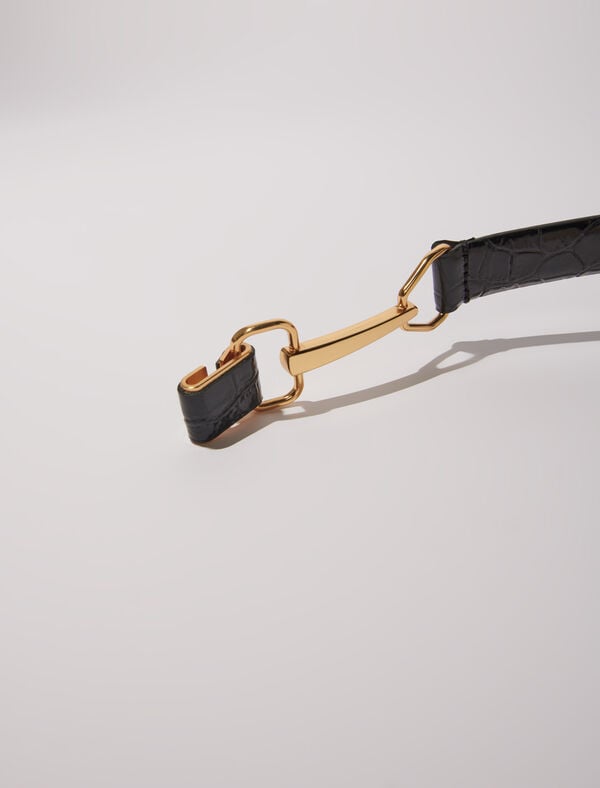 Maje Ceinture En Cuir Et Boucle Mors Ecru