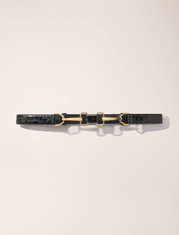 maje Ceinture en cuir et boucle mors Ecru