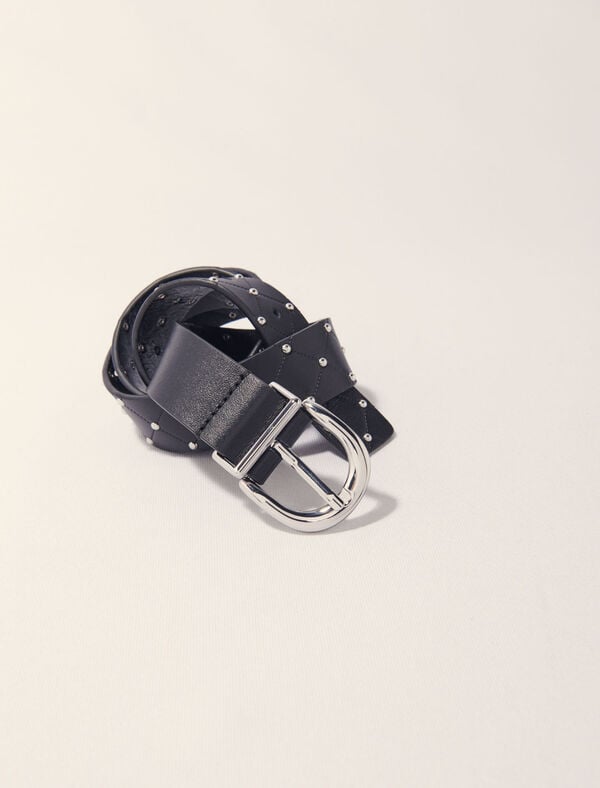 Maje Ceinture En Cuir Matelassé Noir