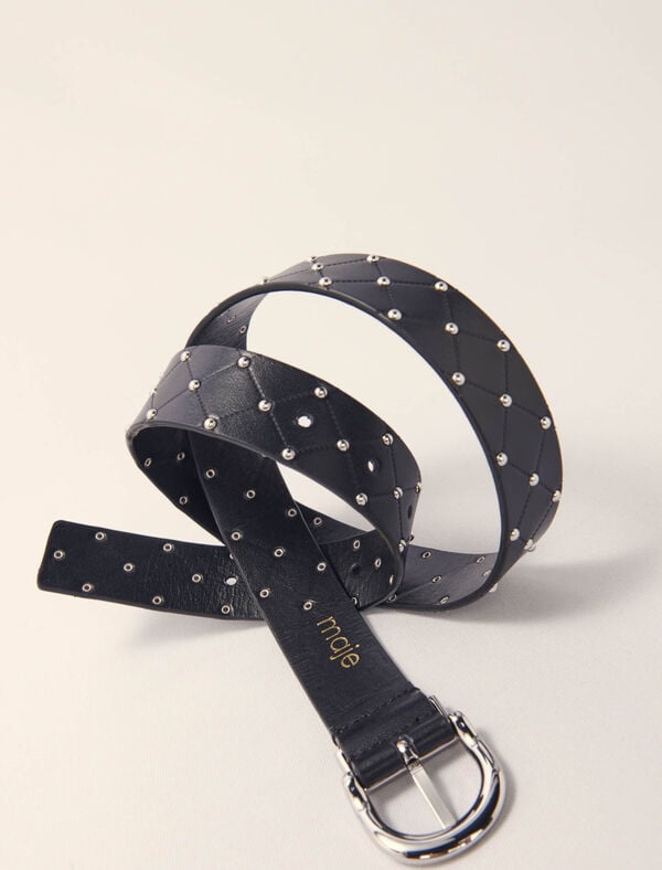Maje Ceinture En Cuir Matelassé Noir