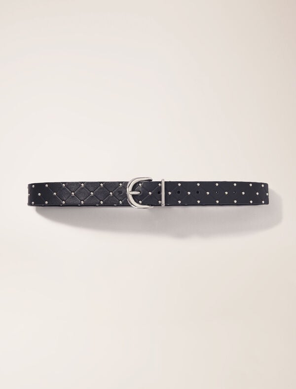 maje Ceinture en cuir matelassé Noir