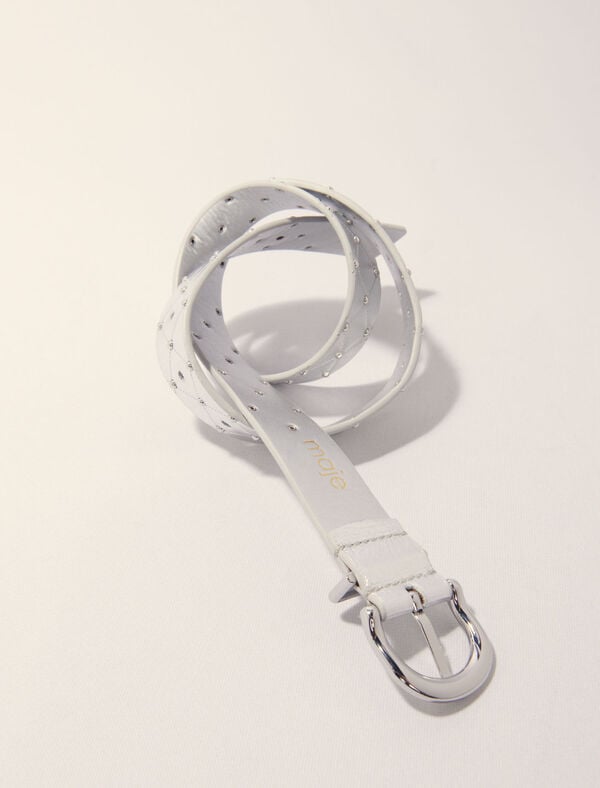 Maje Ceinture En Cuir Métal Matelassé Argent