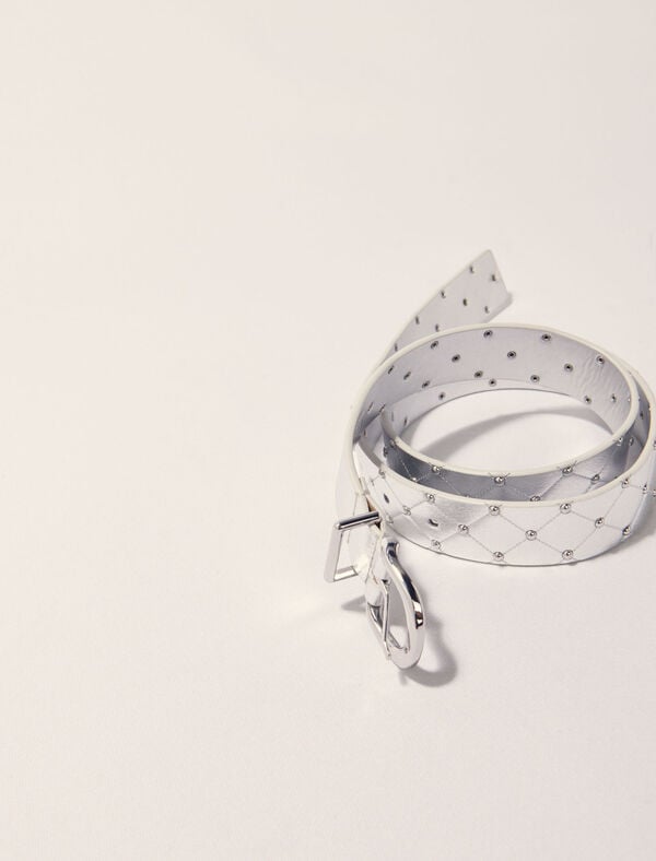 Maje Ceinture En Cuir Métal Matelassé Argent