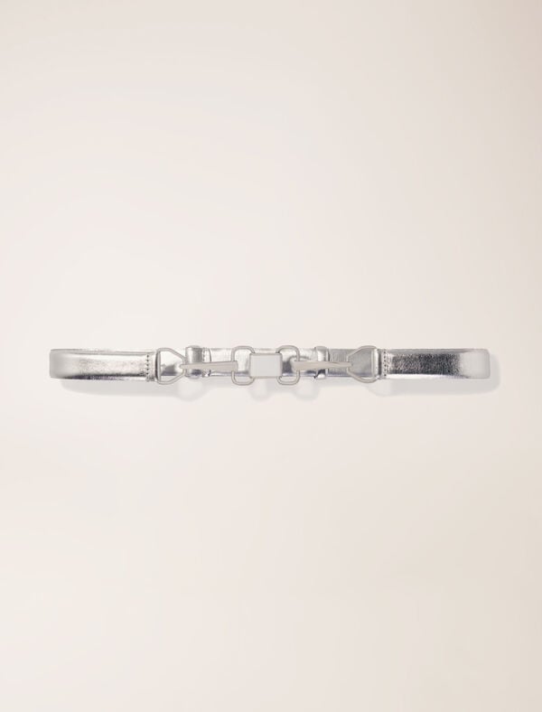 maje Ceinture en cuir métalisé Argent
