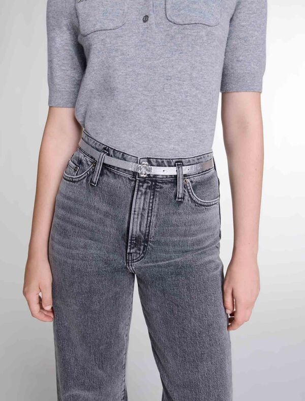Maje Ceinture Fine à Boucle Clover Argent