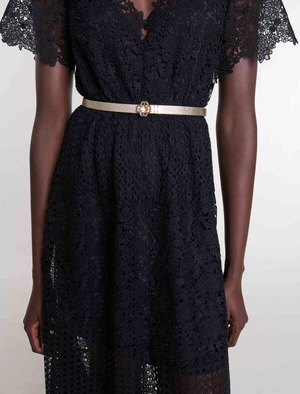 Maje Ceinture Fine à Boucle Clover Argent