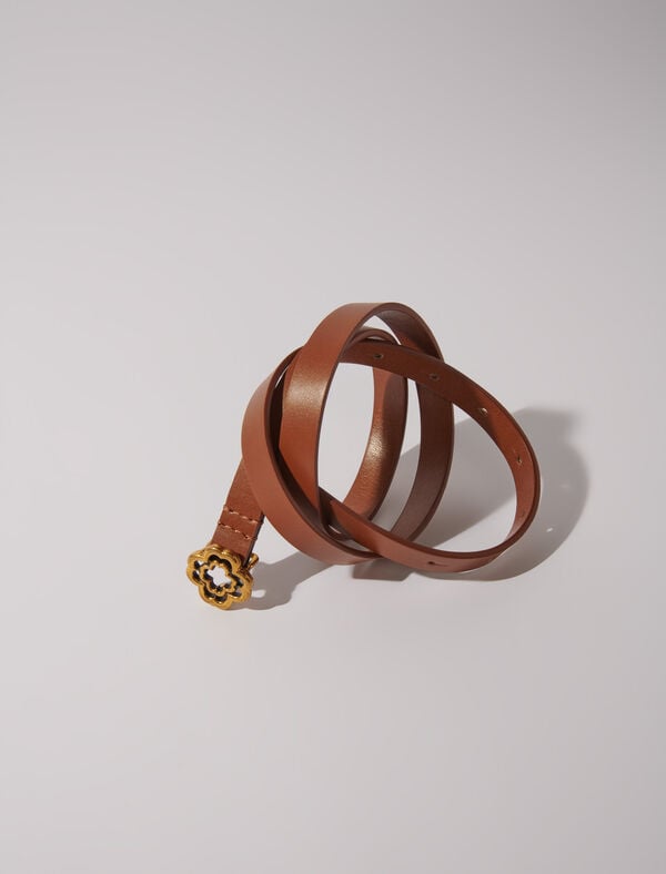 Maje Ceinture Fine Clover Camel