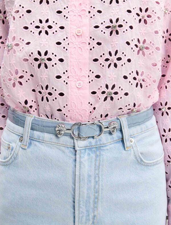 Maje Ceinture Fine En Cuir à Mors Lion Bleu Ciel