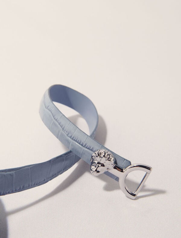 Maje Ceinture Fine En Cuir à Mors Lion Bleu Ciel