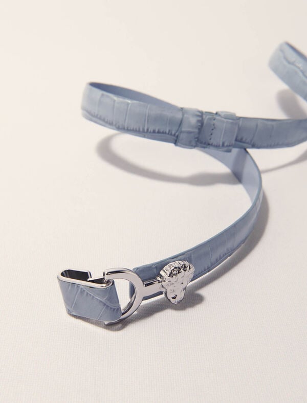 Maje Ceinture Fine En Cuir à Mors Lion Bleu Ciel