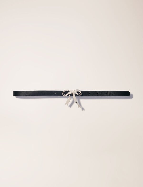 maje Ceinture noeud fine en cuir Noir