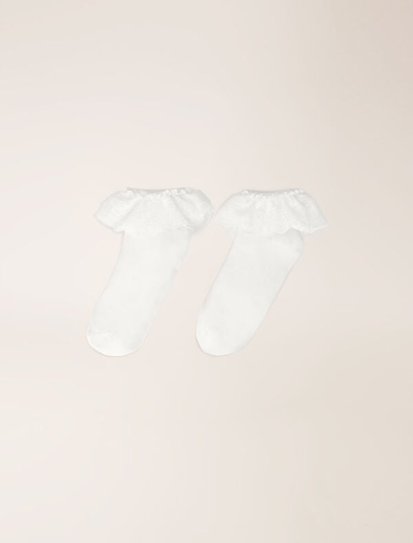 maje Chaussettes à volants dentelle Blanc