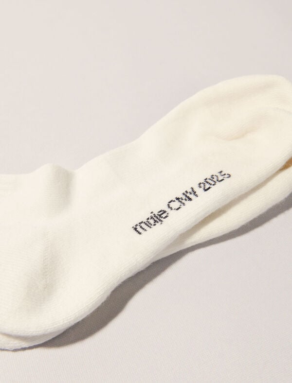 Maje Chaussettes Brodées à Strass Blanc