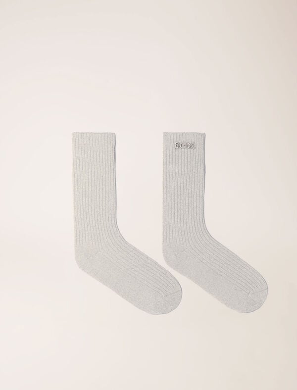 maje Chaussettes en lurex Argent