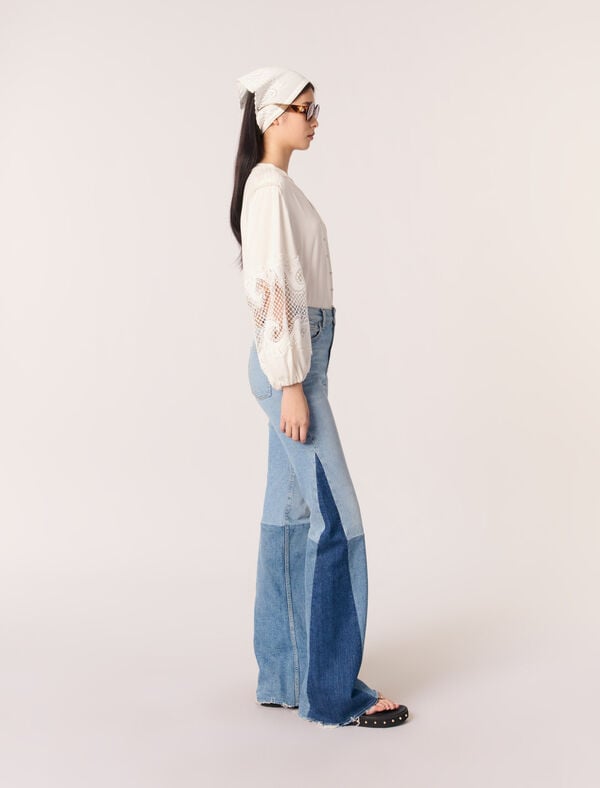 Maje Chemise à Manches Brodées Ecru