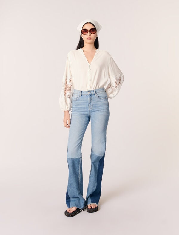 maje Chemise à manches brodées Ecru