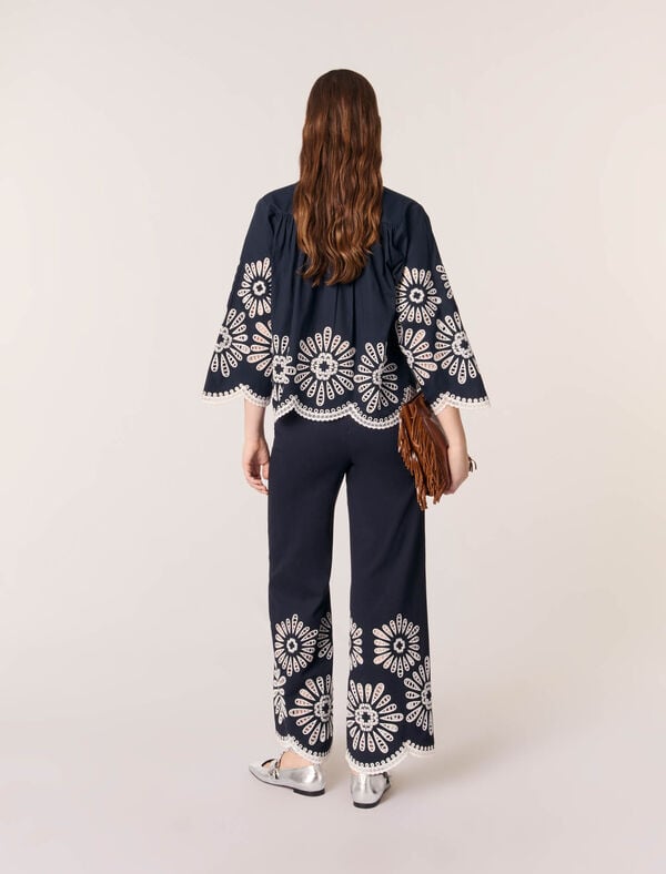 Maje Chemise Courte Avec Détails Crochet Marine