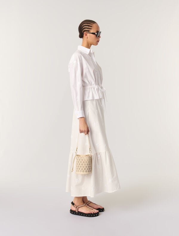 Maje Chemise Courte Brodée Blanc