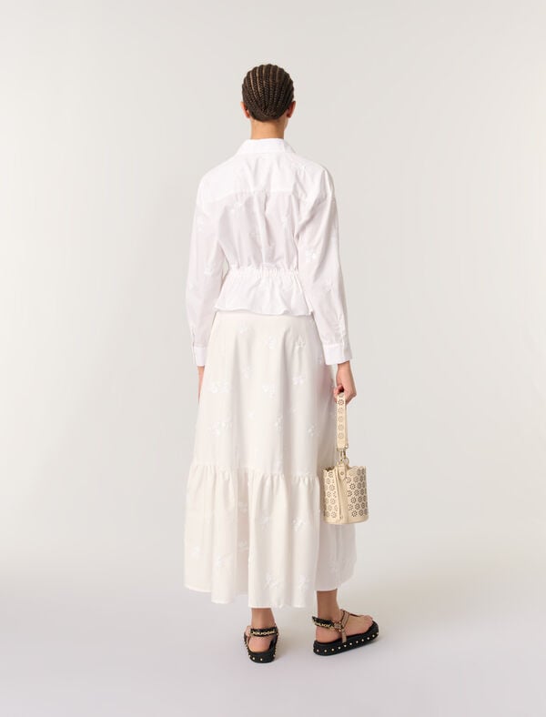 Maje Chemise Courte Brodée Blanc