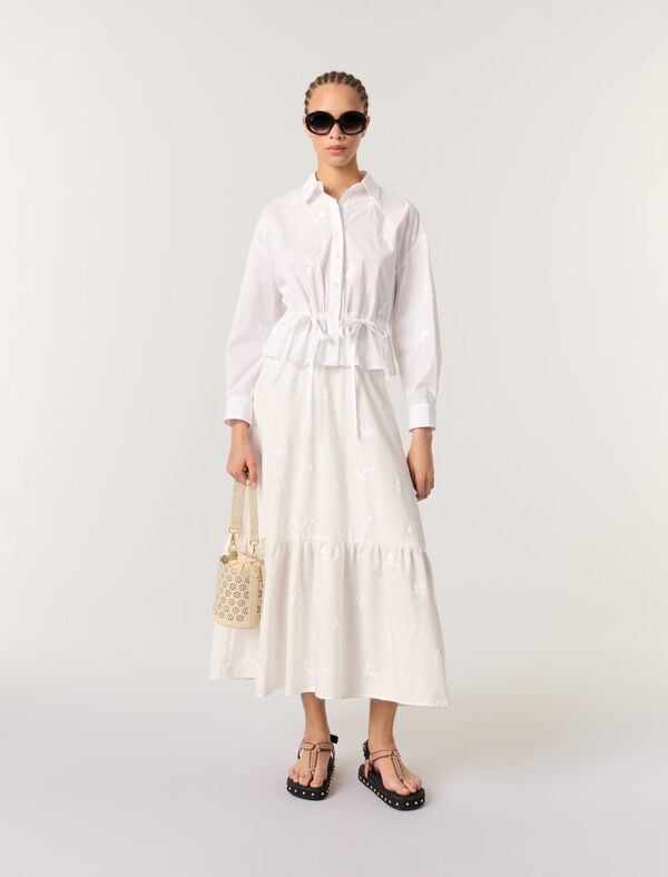 maje Chemise courte brodée Blanc