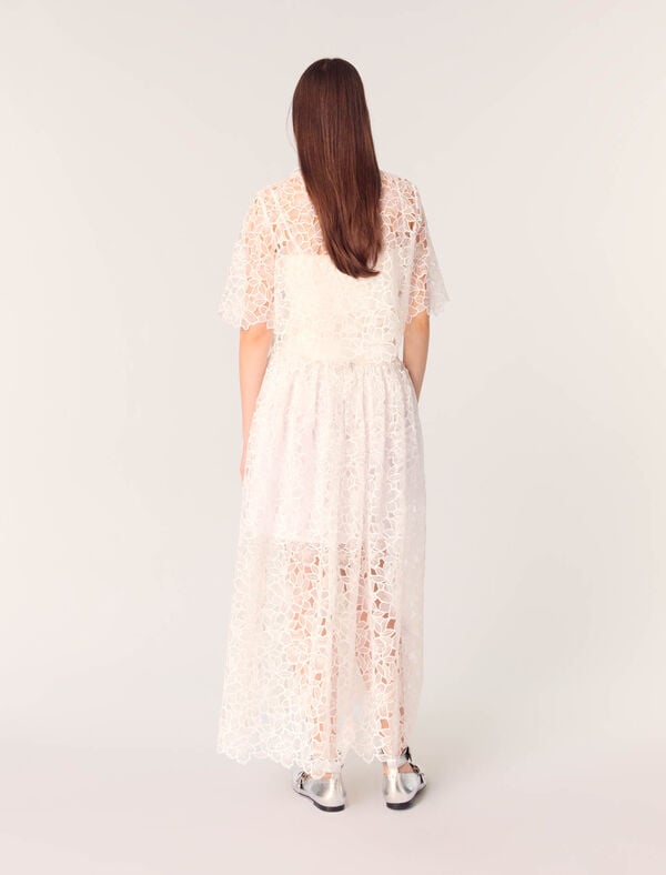 Maje Chemise Courte En Guipure à Fleurs Blanc