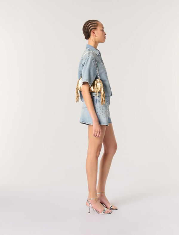 Maje Chemise En Denim à Studs Bleu