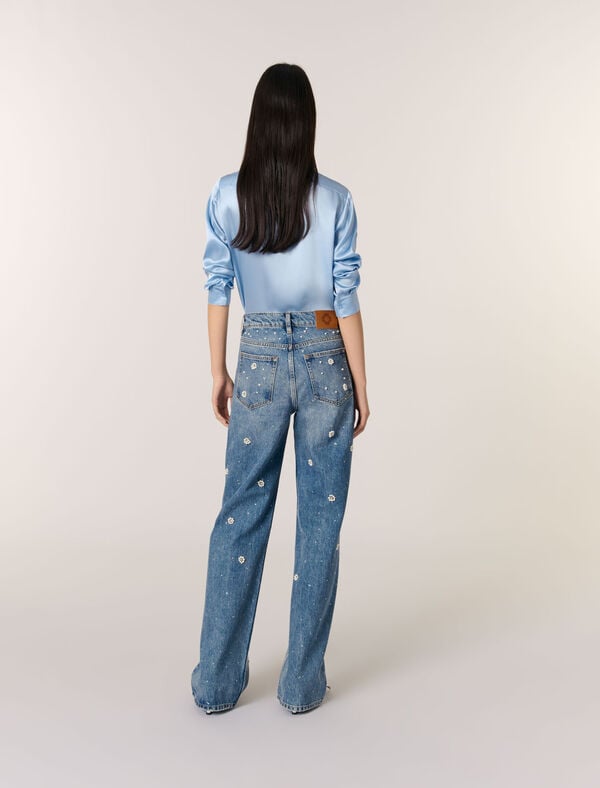 Maje Chemise En Soie Bleu