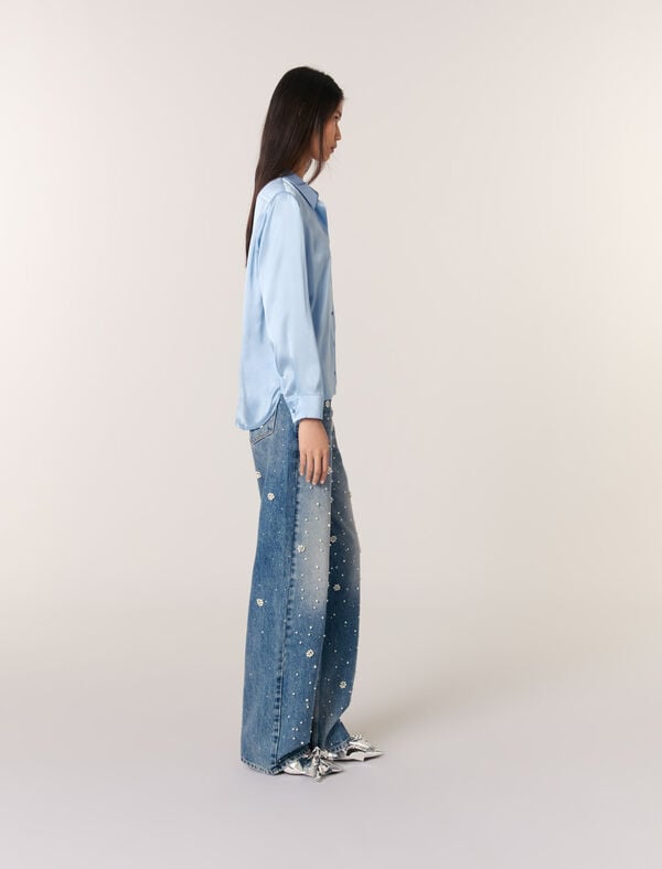 Maje Chemise En Soie Bleu