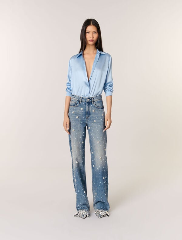 maje Chemise en soie Bleu