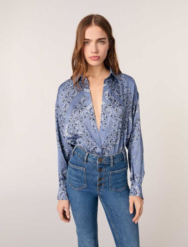 Maje Chemise Fluide Imprimée Bleu Bandana Print