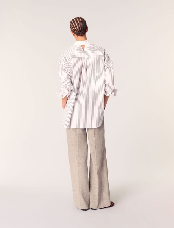 Maje Chemise Strassée à Rayures Rayure Noir / Blanc