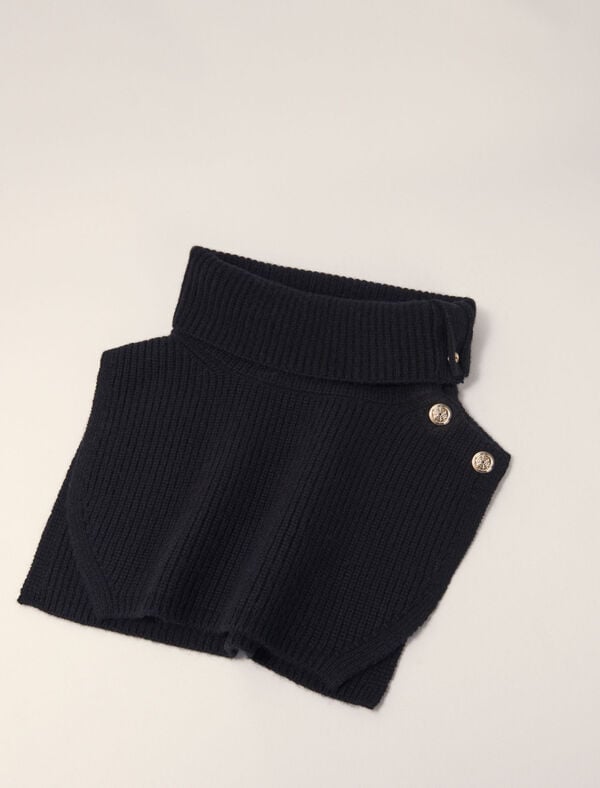 Maje Col à Boutons En Mix De Laine Noir