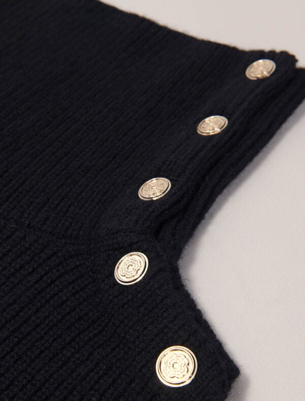 Maje Col à Boutons En Mix De Laine Noir