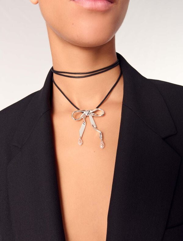 Maje Collier Nœud Argenté à Nouer Argent
