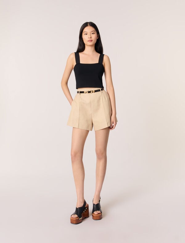 maje Crop top en maille à bretelles Noir