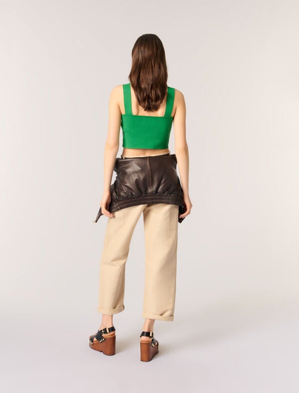 Maje Crop Top En Maille Vert