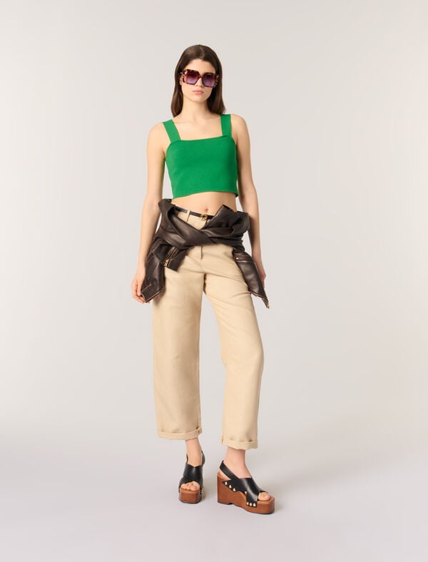 maje Crop top en maille Vert