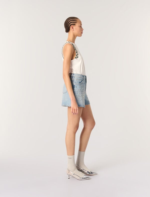 Maje Débardeur à Strass Blanc