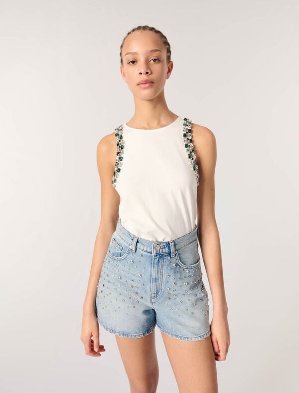 Maje Débardeur à Strass Blanc