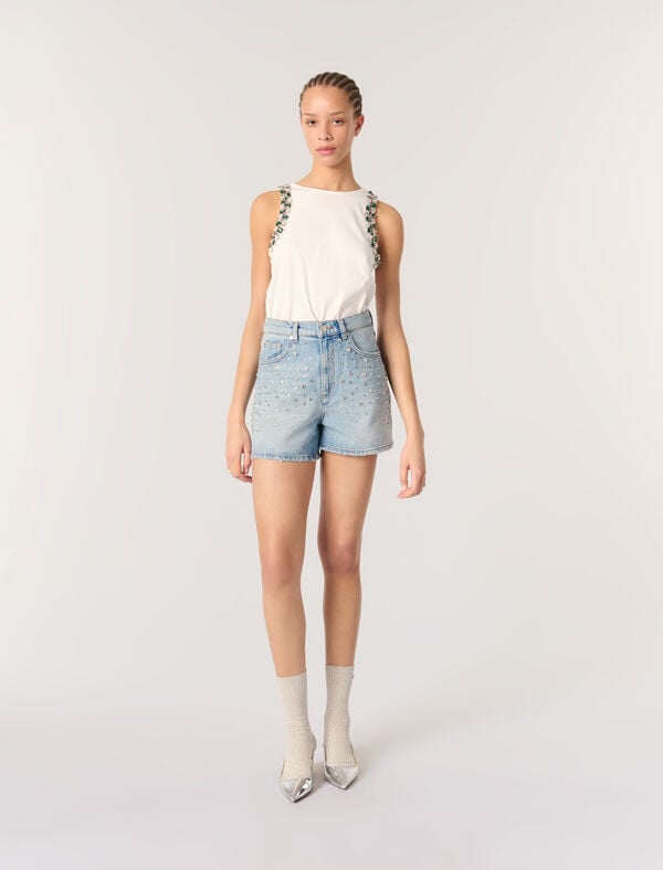 maje Débardeur à strass Blanc