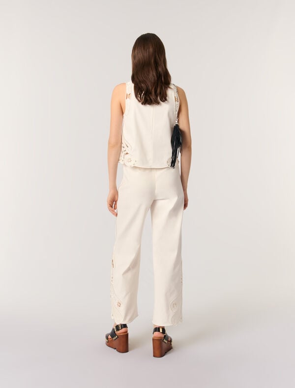 Maje Débardeur Brodé Ecru