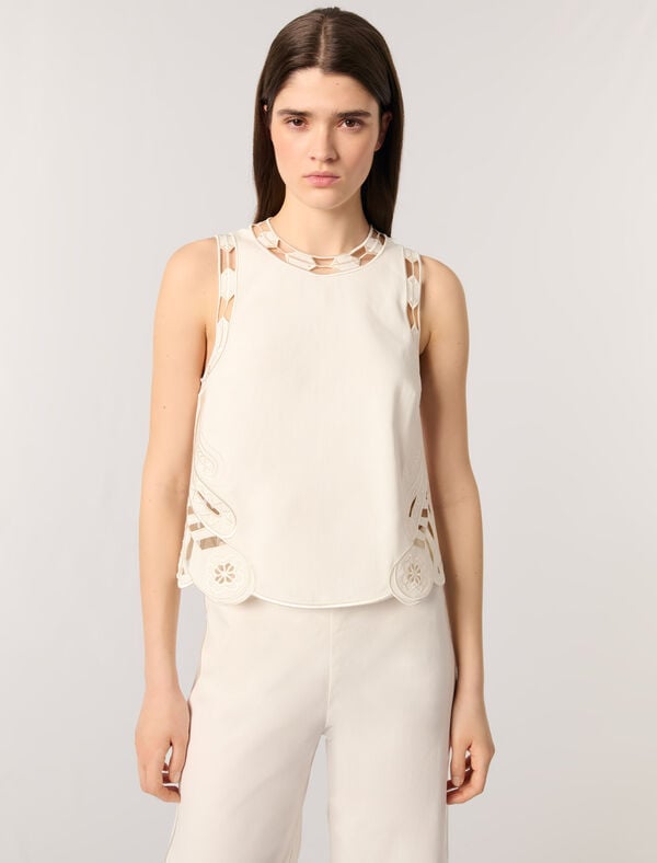 Maje Débardeur Brodé Ecru