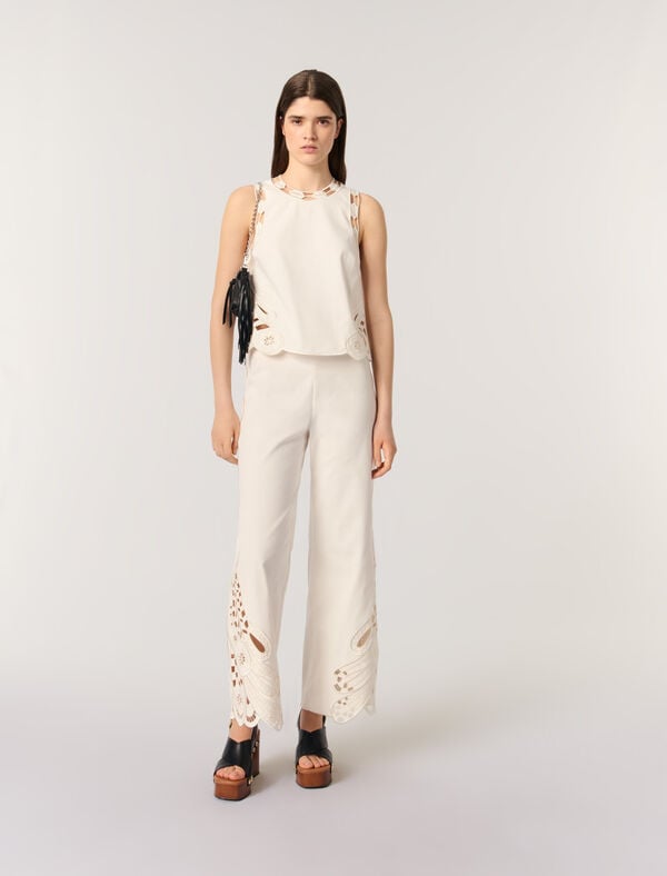 maje Débardeur brodé Ecru