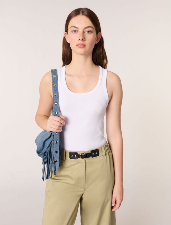 Maje Débardeur Côtelé Blanc
