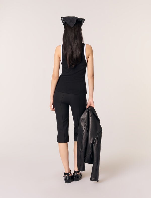 Maje Débardeur Côtelé Noir / Blanc