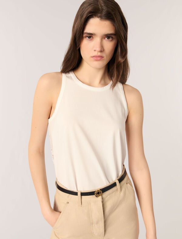 Maje Débardeur Dos En Crochet Blanc