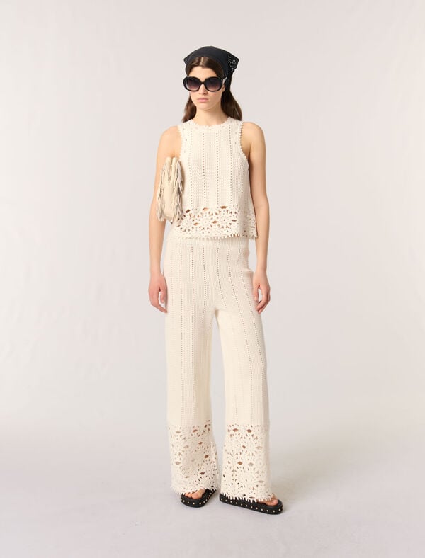 maje Débardeur en crochet Blanc