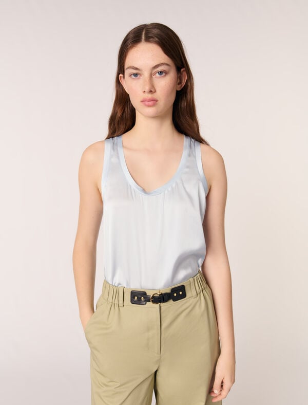 Maje Débardeur En Soie Bleu Ciel