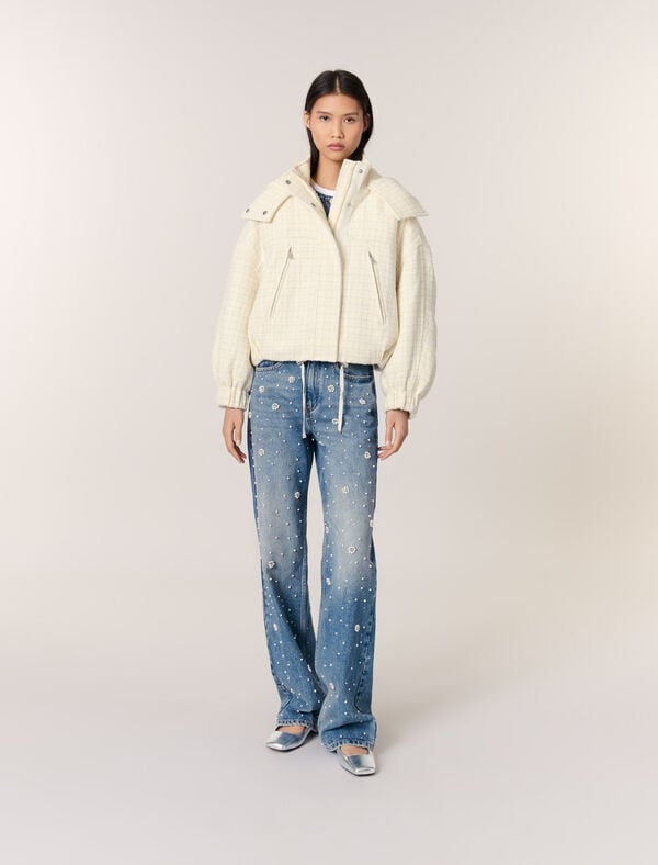 maje Doudoune en tweed Ecru